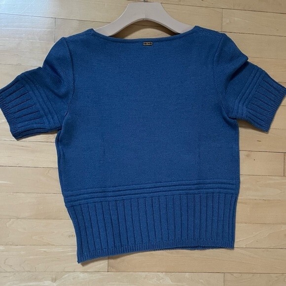 St.John Sport By Marie Gray Santana Knit Ribbed Short Sleeve Top in Blue S NWOT - Picture 11 of 12